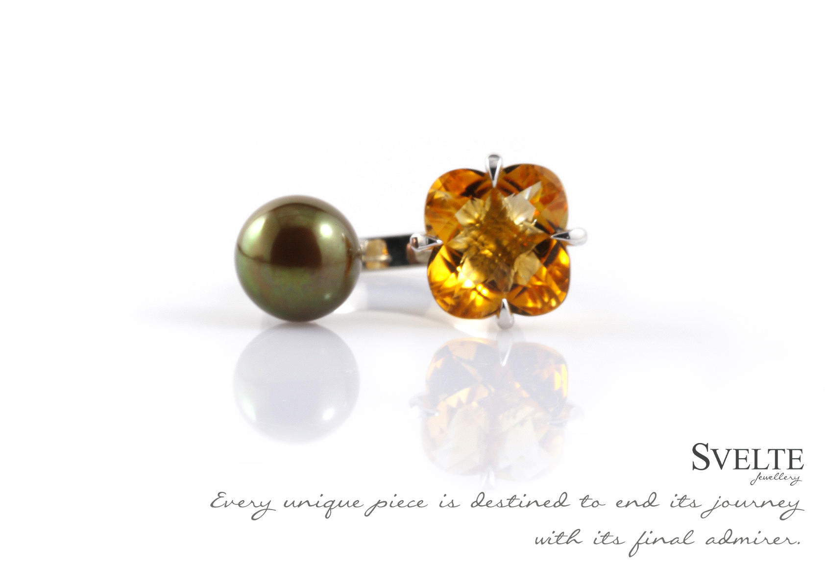 Citrine and Brown Pearl Ring