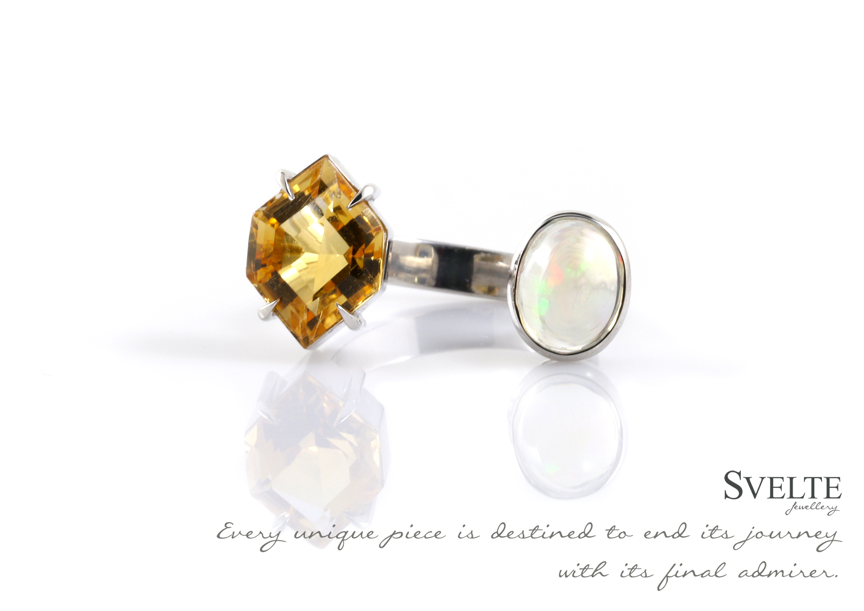 Citrine and Oval Opal Ring