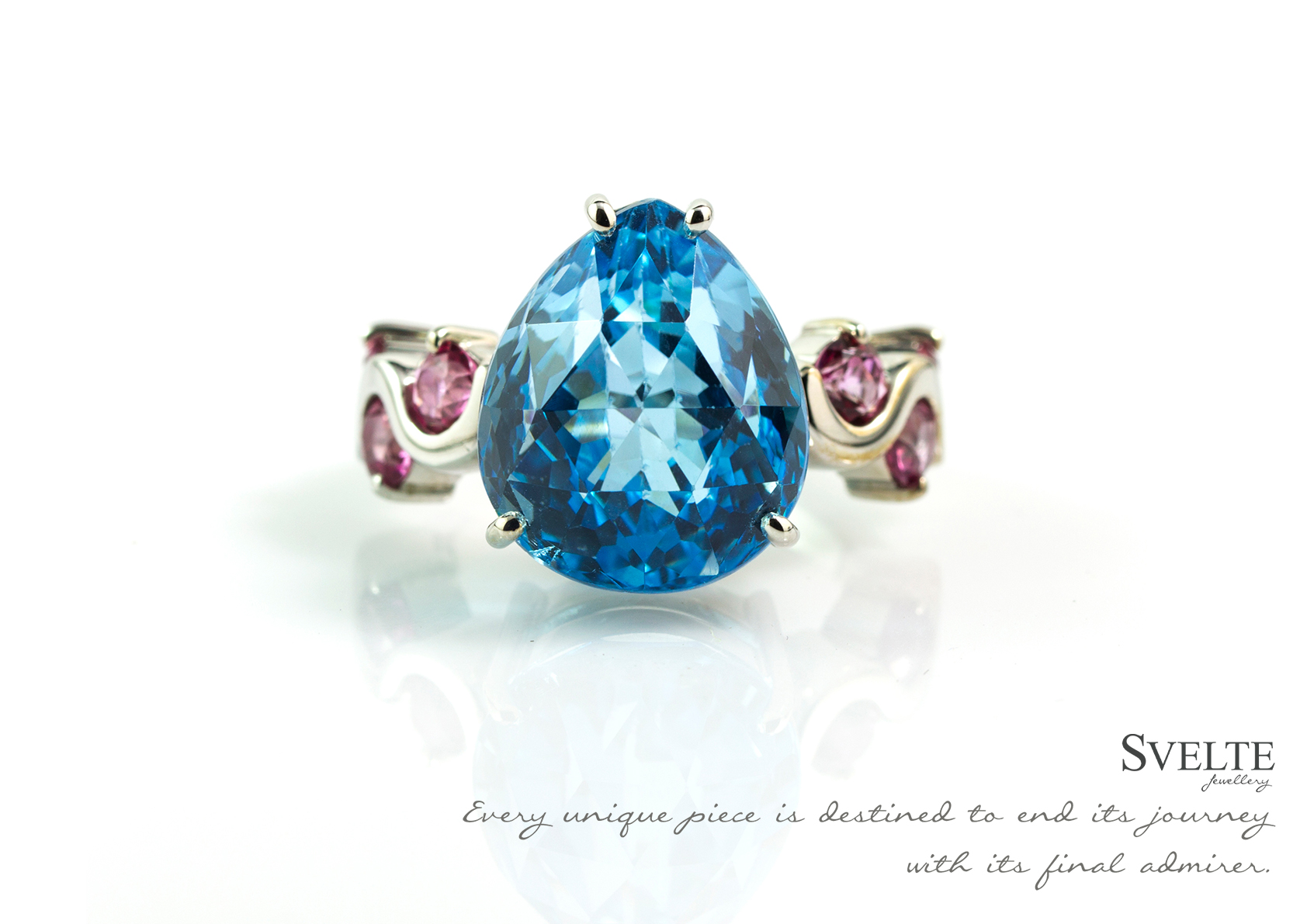 Blue Topaz and pink topaz ring 