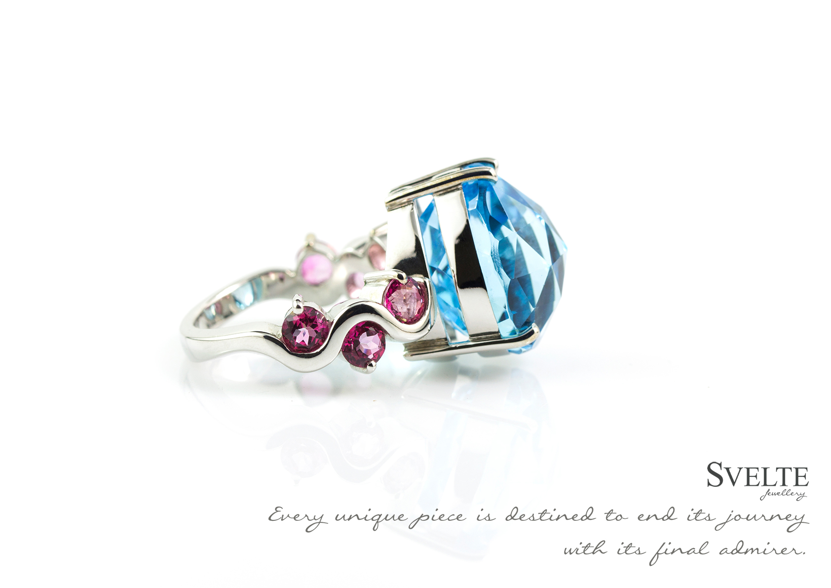 Blue Topaz and pink topaz ring 