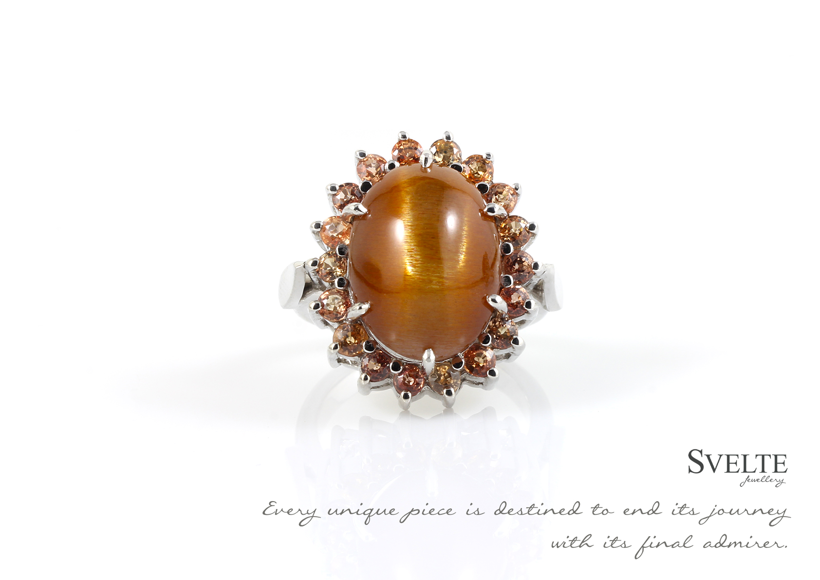 Petite Sun Stone and Orange Sapphire Ring