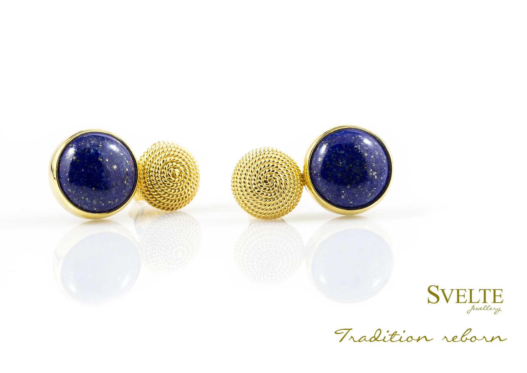Lapis Lazuli gold Swirl Earrings