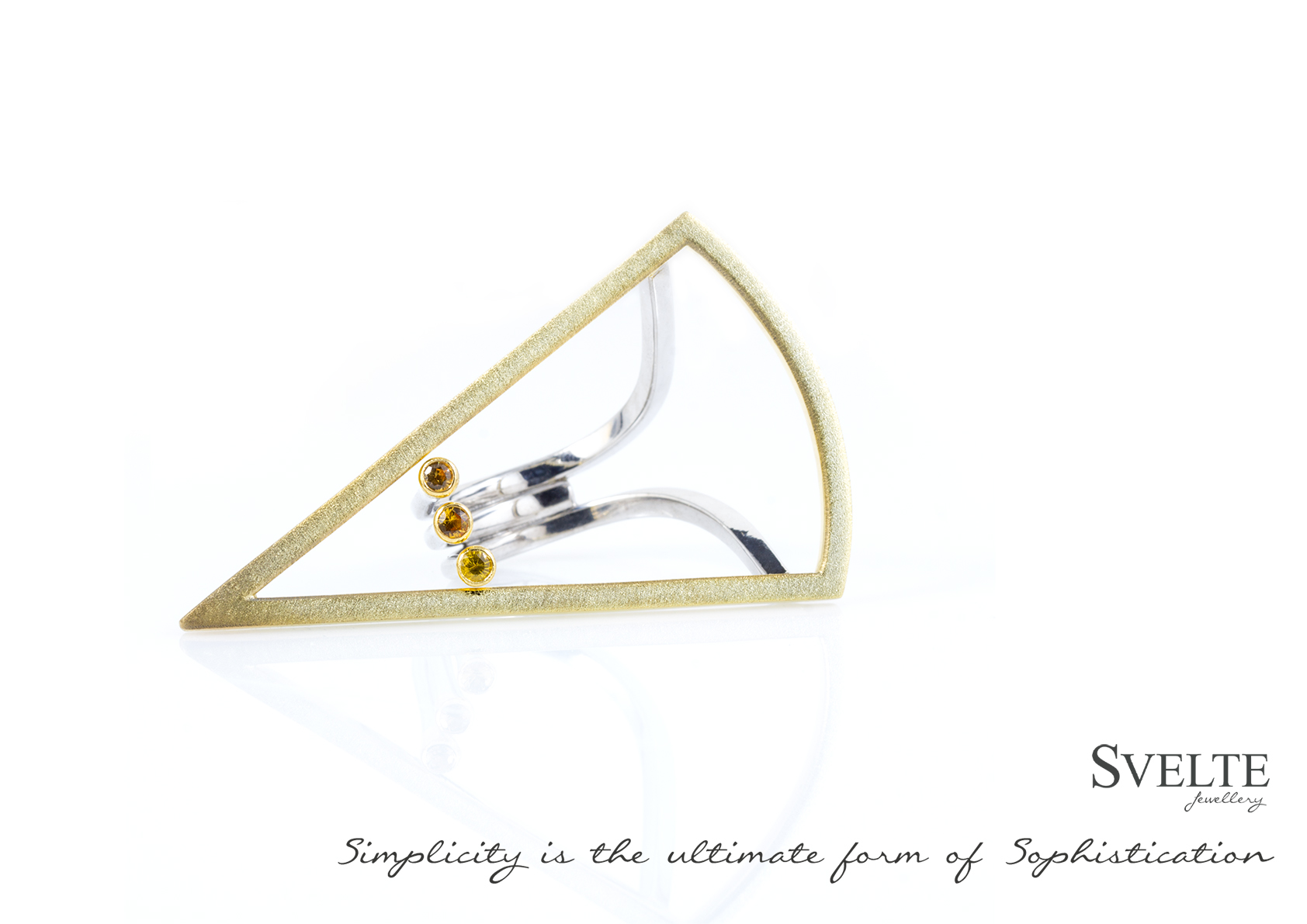 Gold Yellow Sappire Triangle Ring