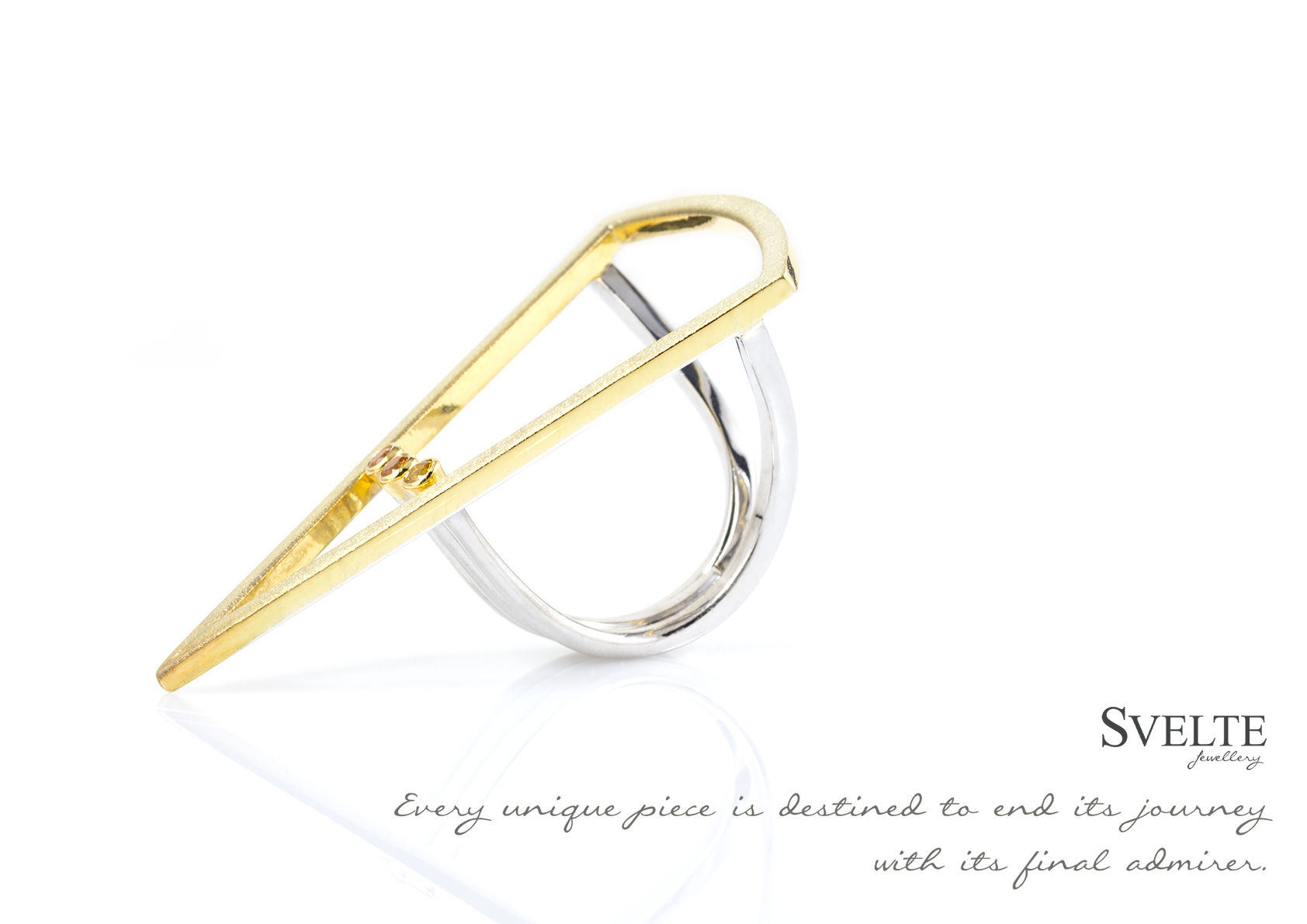 Gold Yellow Sappire Triangle Ring